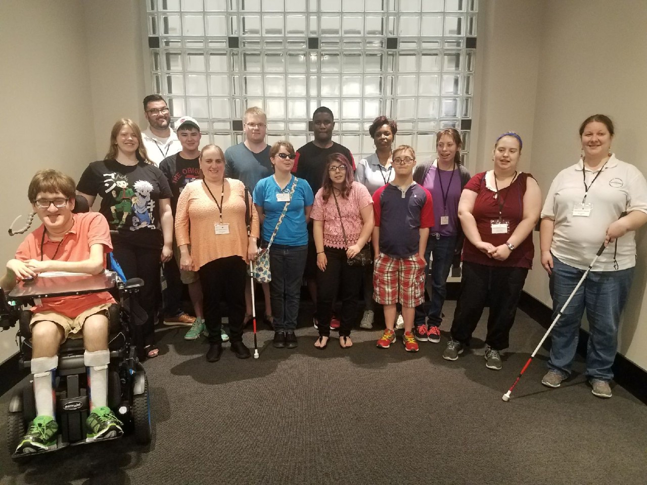 2018 Empower TN and TN Council on Developmental Disabilities Youth Leadership Academy a group photo of about 10 young adults with various types of visible and invisible disabilities, and several adults with and without disabilities who helped lead the youth leadership program that the article will describe