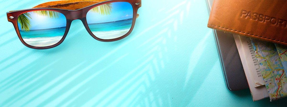 Sunglasses and passport