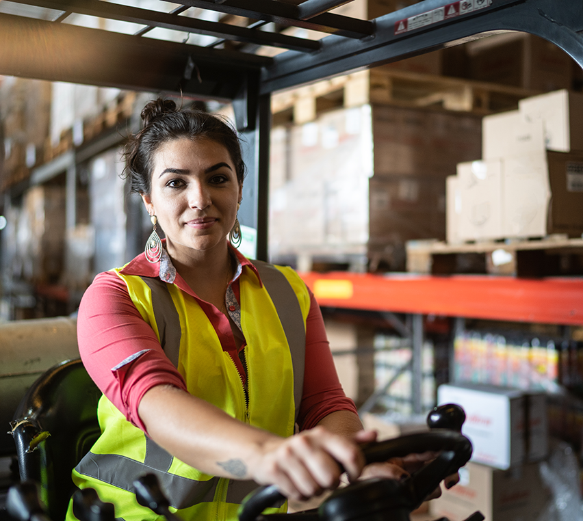 Enforcement - forklift driver inside warehouse