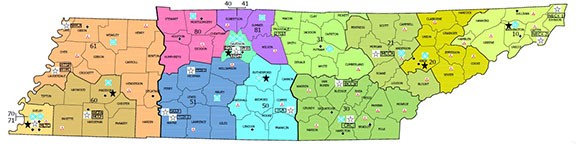 TDOCFacilitiesOfficesMap Tennessee Map w/Office and Prison Locations