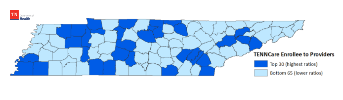 TennCare Health Resource Shortage Areas 2023