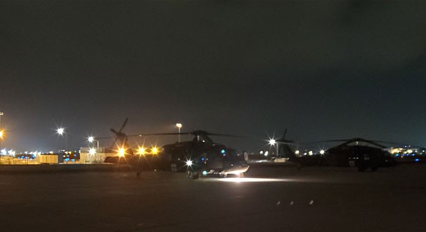 A UH-60L Blackhawk helicopter from the Tennessee National Guard’s Detachment 1, Company C, 1-171st Aviation Regiment prepares to take-off from Joint Base McGhee-Tyson in Knoxville at approximately 2:15 a.m., Oct. 28. (Submitted photo) A UH-60L Blackhawk helicopter from the Tennessee National Guard’s Detachment 1, Company C, 1-171st Aviation Regiment prepares to take-off from Joint Base McGhee-Tyson in Knoxville at approximately 2:15 a.m., Oct. 28. (Submitted photo)
