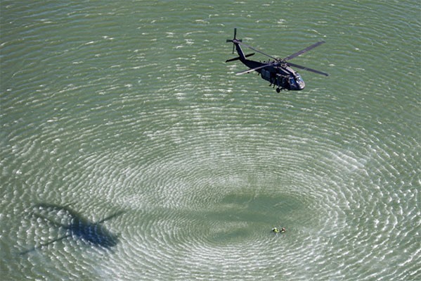 The Tennessee Helicopter Aquatic Rescue Team partnered with Humphreys County Emergency Management Agency and other local and state first responders during a joint search and rescue exercise, Oct. 19, on Kentucky Lake. (Photo by Capt. Kealy Moriarty)