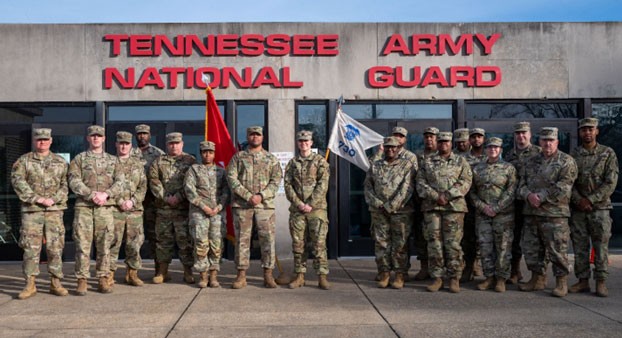 The command and leadership team from the 730th Composite Supply Company in Memphis pose for a photograph, Feb. 4, as they prepare for their ten-month deployment to Kuwait. (photo by Senior Airman Travonna Hawkins) The command and leadership team from the 730th Composite Supply Company in Memphis pose for a photograph, Feb. 4, as they prepare for their ten-month deployment to Kuwait. (photo by Senior Airman Travonna Hawkins)