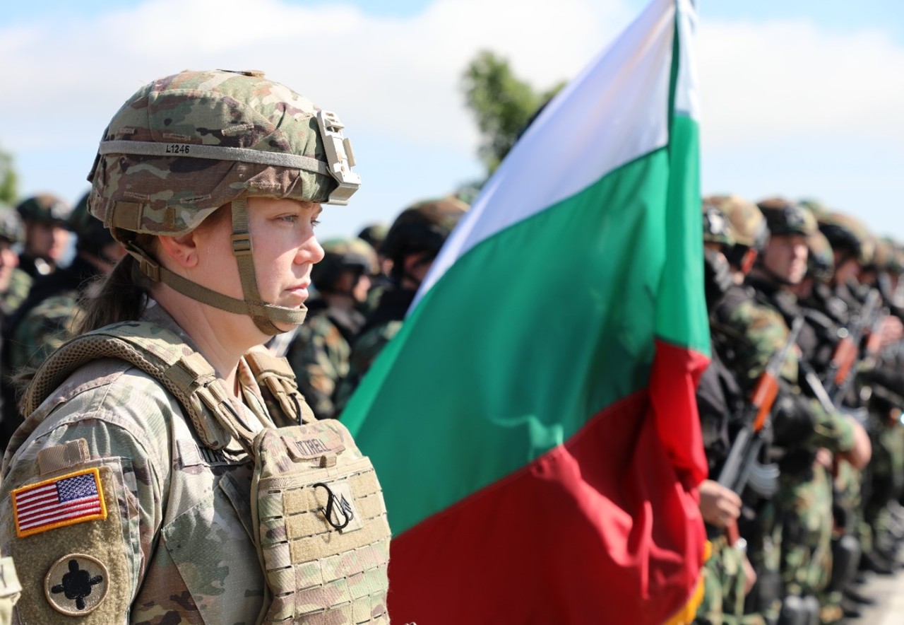 Staff Sgt. Lacy Littrell, a squad leader with the 269th Military Police Company, participates in the opening ceremony for Beyond Horizon 2024, a multi-national training exercise held at Bulgaria’s Novo Selo Training Site, May 14. Nearly 20 Soldiers from Athens’ 117th Military Police Battalion and Murfreesboro’s 269th Military Police Company will train with more than 140 military policemen from Bulgaria, Canada, Greece, North Macedonia, and Romania during the nine-day exercise to improve multi-national teamwork and combat skills. (photo by Lt. Col. Darrin Haas) Staff Sgt. Lacy Littrell, a squad leader with the 269th Military Police Company, participates in the opening ceremony for Beyond Horizon 2024, a multi-national training exercise held at Bulgaria’s Novo Selo Training Site, May 14. Nearly 20 Soldiers from Athens’ 117th Military Police Battalion and Murfreesboro’s 269th Military Police Company will train with more than 140 military policemen from Bulgaria, Canada, Greece, North Macedonia, and Romania during the nine-day exercise to improve multi-national teamwork and combat skills. (photo by Lt. Col. Darrin Haas)