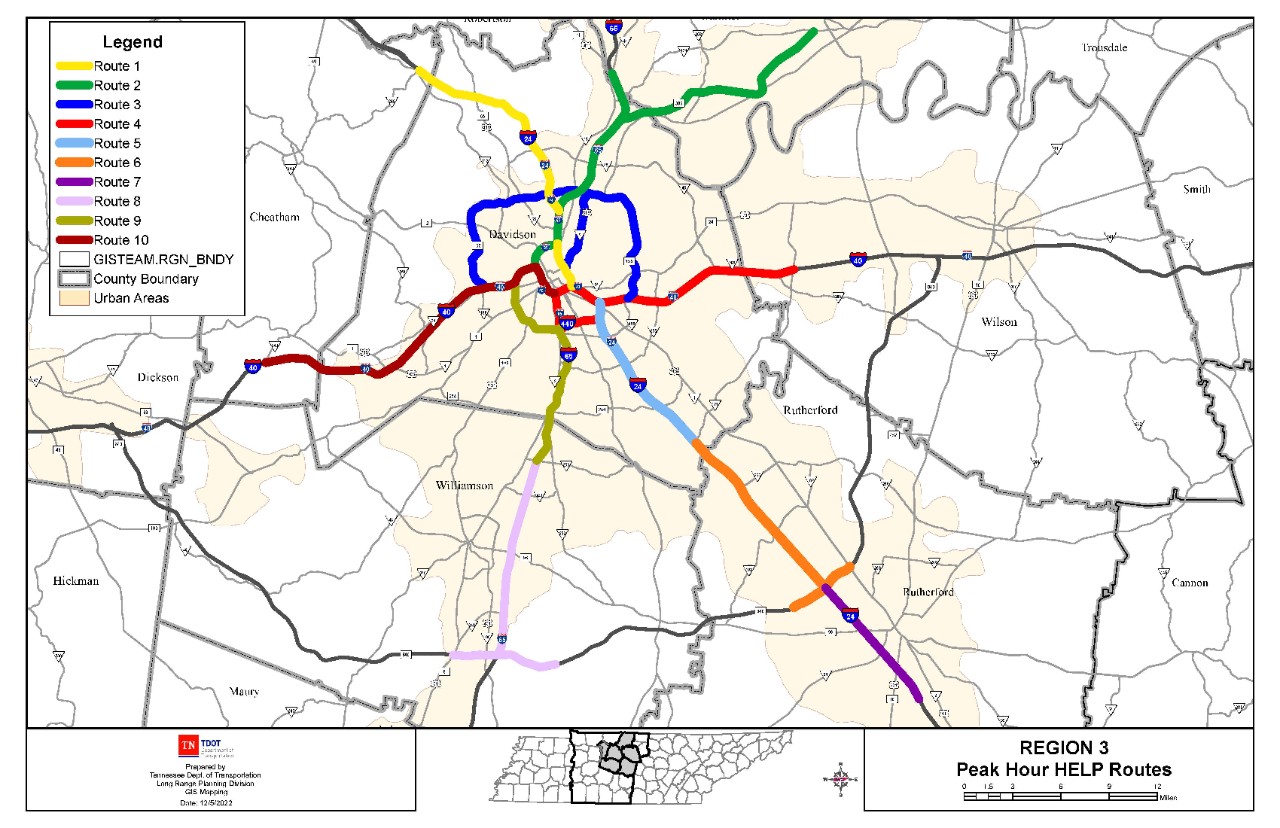 HELP Truck Peak Hour Routes Region 3
