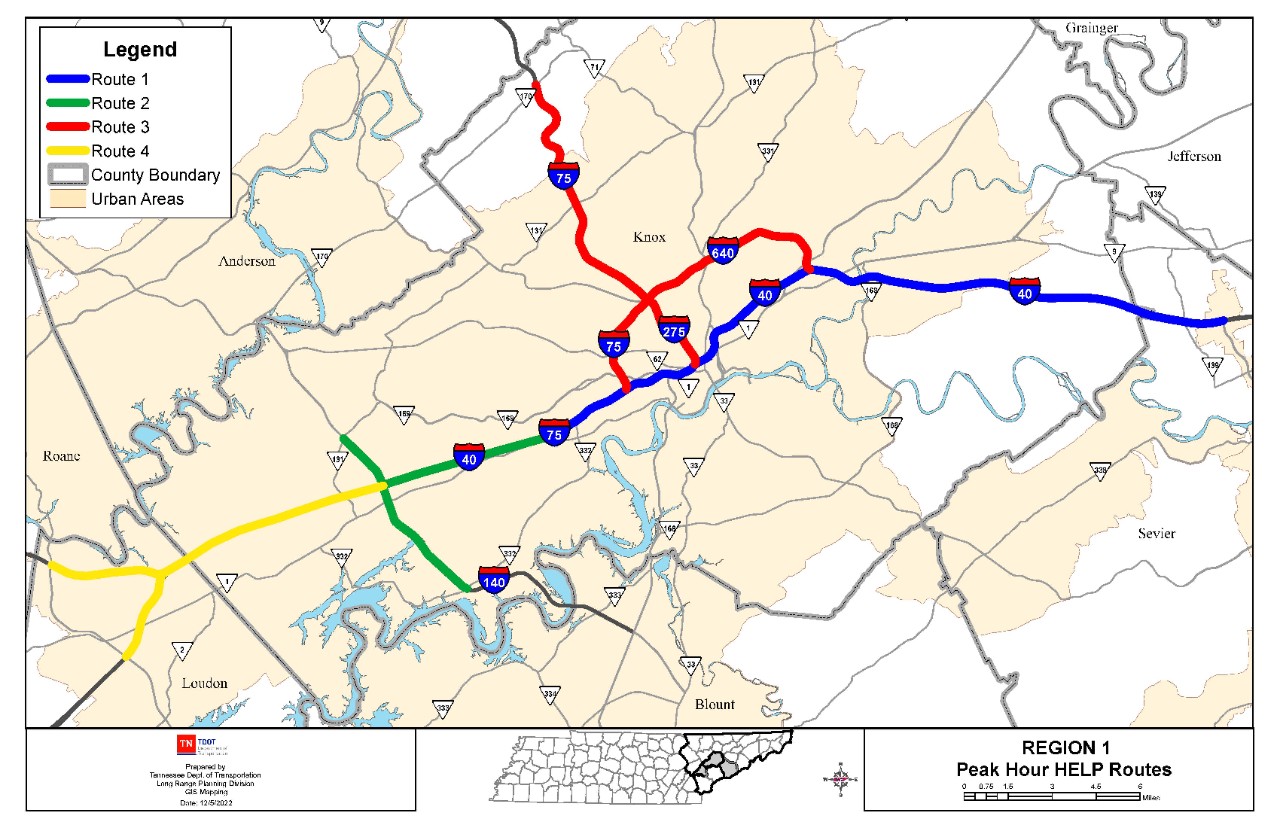 HELP Truck Peak Hour Routes Region 1