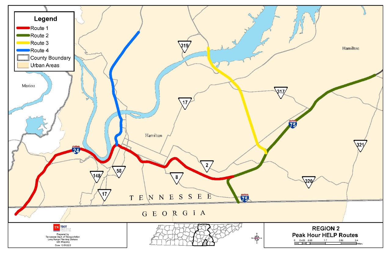HELP Truck Peak Hour Routes Region 2