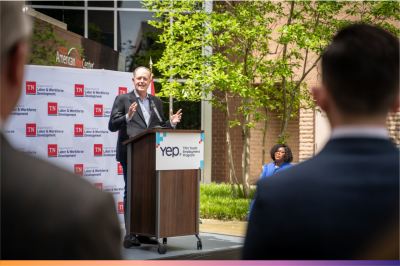State Senate Majority Leader Jack Johnson State Senate Majority Leader Jack Johnson speaks at the YEP launch event